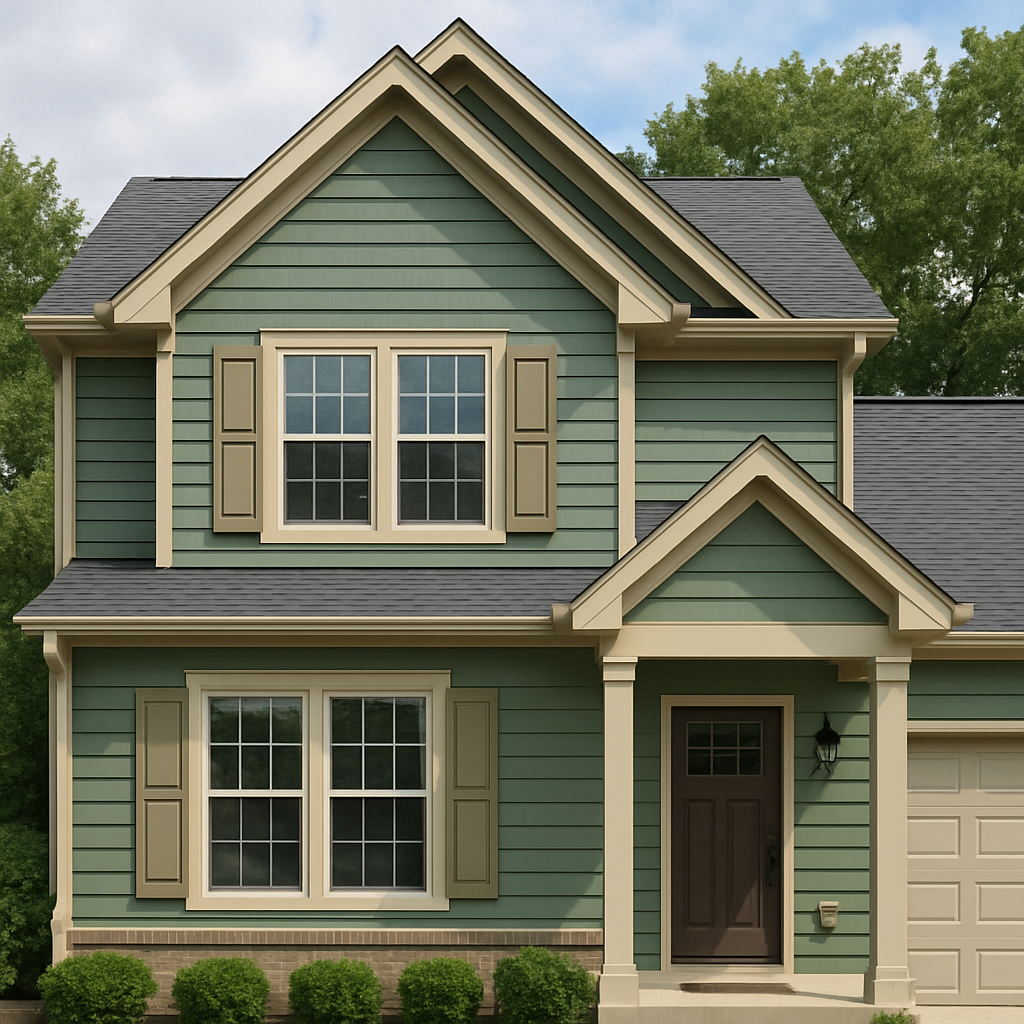 Beautiful completed home exterior improvement project with professional quality visible showcasing roof or siding work result